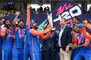 Rohit Sharma Hails Barbados as India Celebrates T20 World Cup Victory
OR
Rohit Sharma: India's T20 World Cup Triumph Forged in Barbados