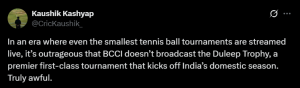 Duleep Trophy Blackout: Cricket Fans Decry Lack of Live Coverage for Key Domestic Tournament