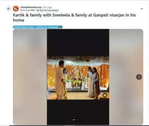 Kartik Aaryan and Sreeleela Spark Dating Rumors with Coordinated Outfits at Ganesh Chaturthi Celebration: Viral Photos Inside