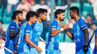 Indian Hockey team celebrates their long-awaited allowance.