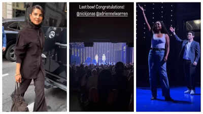 Priyanka Chopra watches Nick Jonas' final Broadway show.