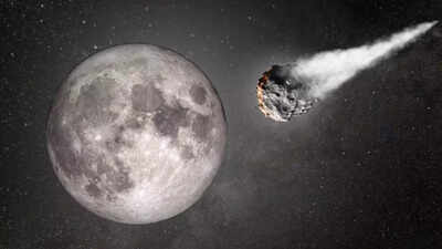 Illustration of the potential asteroid impact on the Moon
