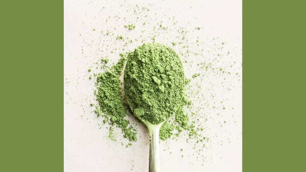 Close-up of vibrant green matcha powder