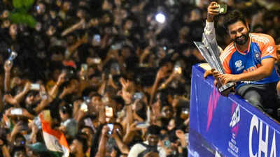 Rohit Sharma celebrating India's World Cup win