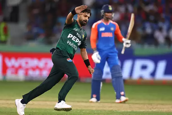 Haris Rauf has been fined for his on-field act of mimicking a crashing plane